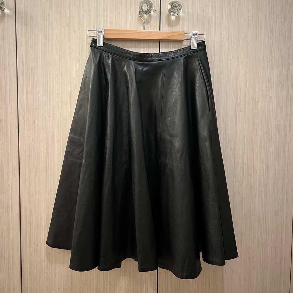 Midi black leather skirt size 4